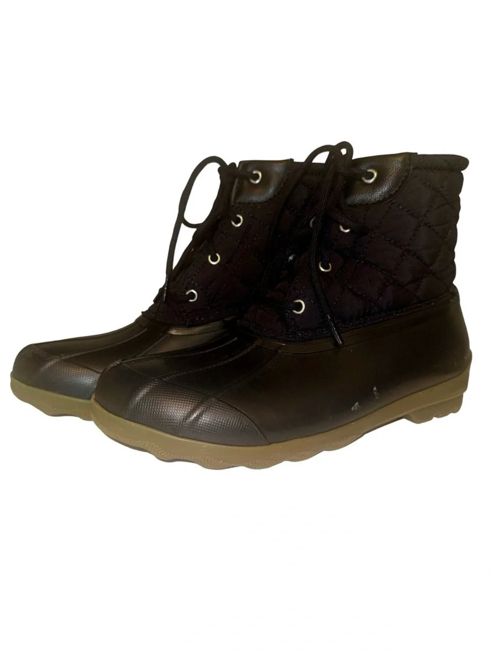 Sperry Black Quilted Duck Boots Waterproof Port Shoes Coastal Non Slip Insulated